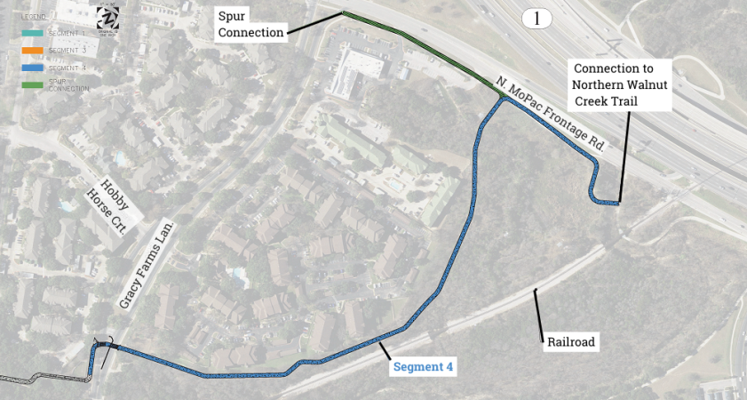 Segment 4 (Gracy Farms Lane to the Northern Walnut Creek Trail) alignment.