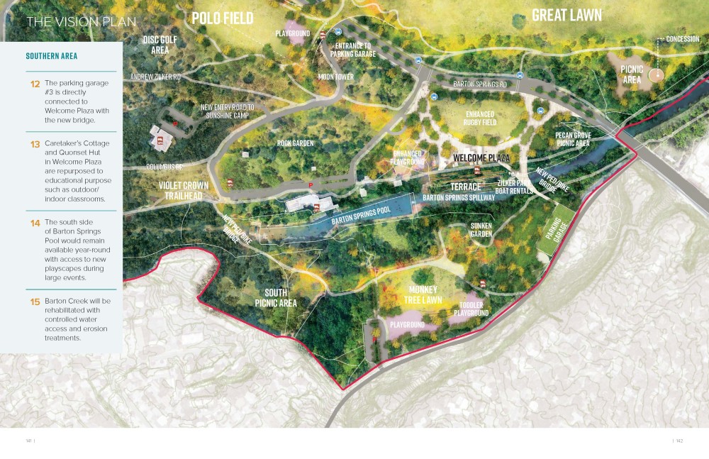 Draft map of Zilker Park Vision Plan - south area